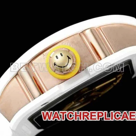Richard Mille men's top-tier smiley tourbillon white shell white rubber model RM 88side live photo