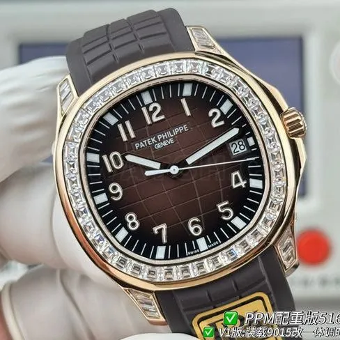 Patek PhilippePPM factory collectible watch Aquanaut dark brown dial diamond bezel5167 weight live photos