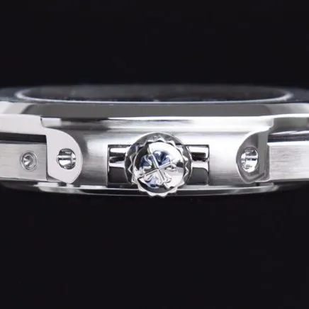 GR factory top-tier watch Patek Philippe5712GR king of steel white steel black bottom men's mechanical watch shocking debut front view