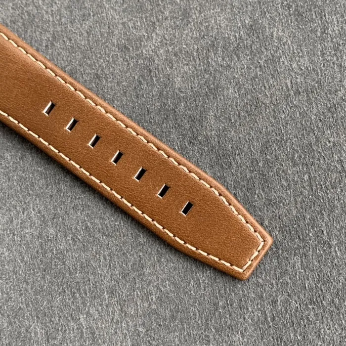 top-tier watch Longines men's white dial pioneer series leather strap watch front view