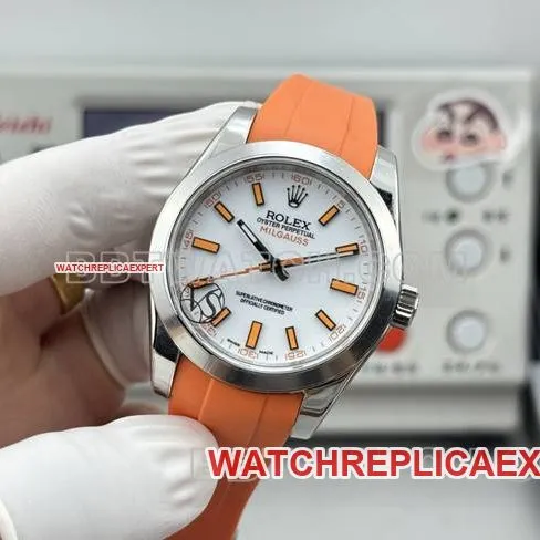 watch magnetic type VS FactoryRolexwhite dial orange rubber model clasplive photos