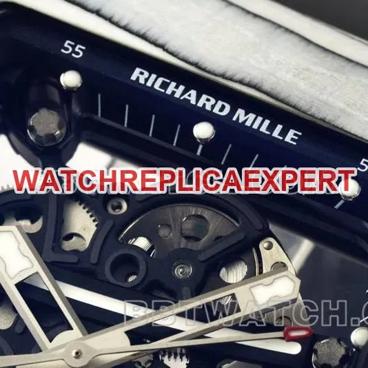 Richard Mille collectible watch R factory hollow plate white case black rubber model RM061side live photo