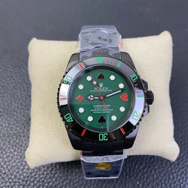Super cloneRolex watch Submariner latest modified all black green dialclasp picture