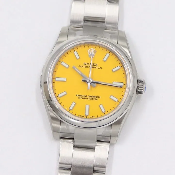 EW Oyster Perpetual Rolex collectible watches Women's Yellow Plate 31MM Steel Strap Model m277200-0005