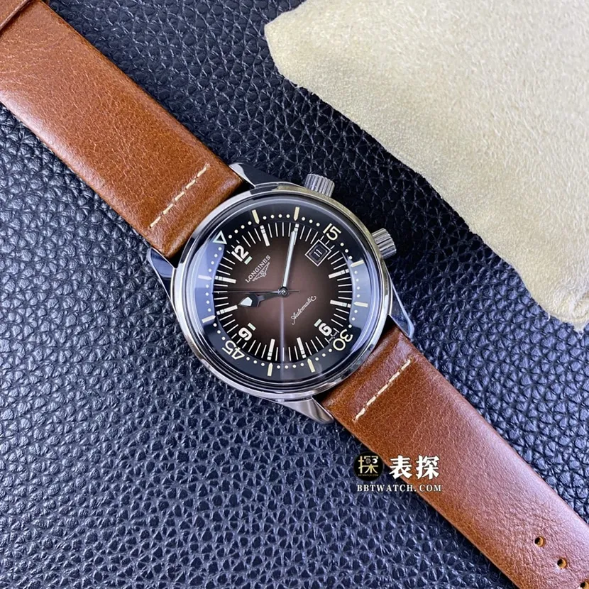 OS factory Longines classic watch men's brown plate leather strap model pictures and prices side live photo