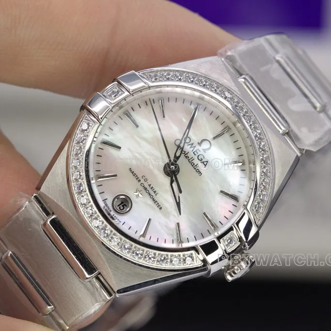 TW Omega collectible watches Constellation Women's 29mm Bezel Diamond Mother of Pearl Face