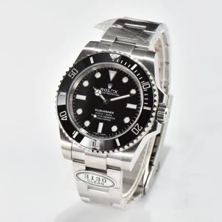 CLEAN factory top Rolex imitation watch men's black dial steel strap v4 latest version mechanical watch front view