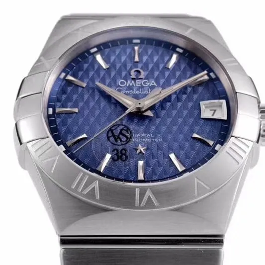 replicaOmega temperament blue dial date display vs constellation temperament 8500 mechanical watch front view