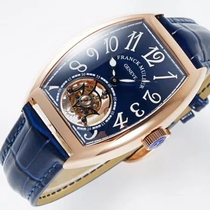 ABF factory top-tier Frank Muller watch manual winding mechanical men's blue dial blue belt front view