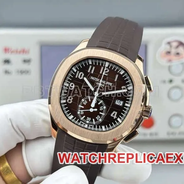 collectible watch Patek PhilippeP1 factory grenade brown disk mechanical brown rubber model 5968front live photo