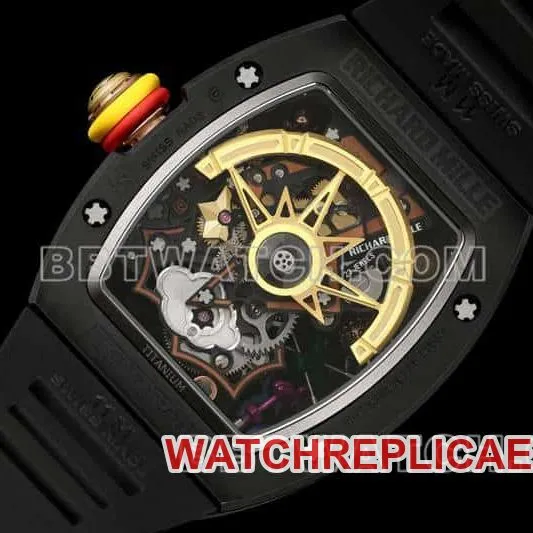 Richard Mille men's smiley tourbillon black shell black rubber RM 88caseback live photo