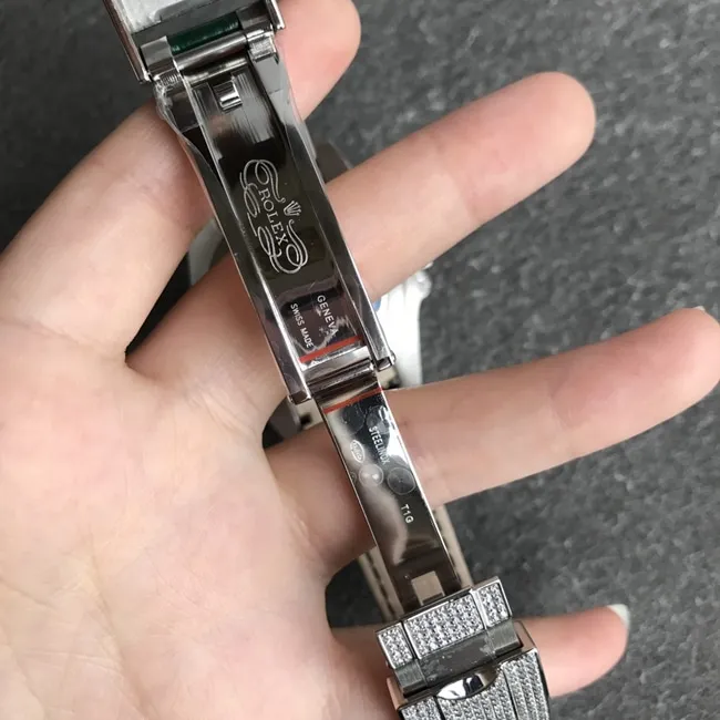 Top-tier watch Rolex men's green dial green strap fully automatic movement Submariner series leather strap watch clasp picture