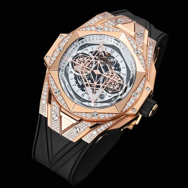 HublotHublothigh-quality watch new BigBangSangBleuII tattoo men's mechanical watch clasp picture