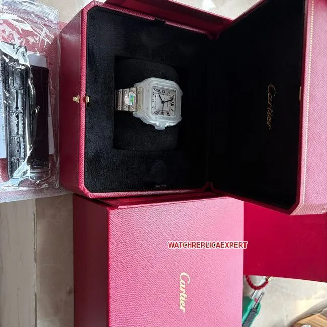 top-tier watch BV factory Santos Cartierwhite dialsteel braceletbraceletlive photos