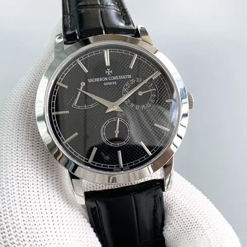 TWS factory Vacheron Constantintop-tierhigh-quality watch men's black dial black belt mechanical leather strap inheritance series round watch front view