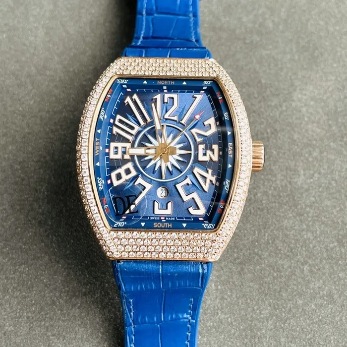 top-tier watch Frank Muller men's blue dialV45 SC DT series full automatic movement watch back cover picture