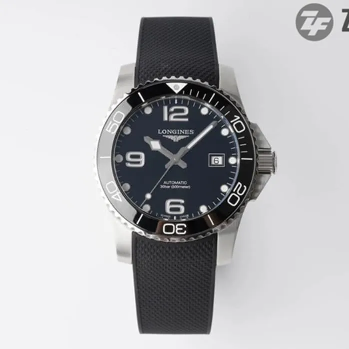 top-tier watch Longines men's black dial Concas series leather strap watch front view
