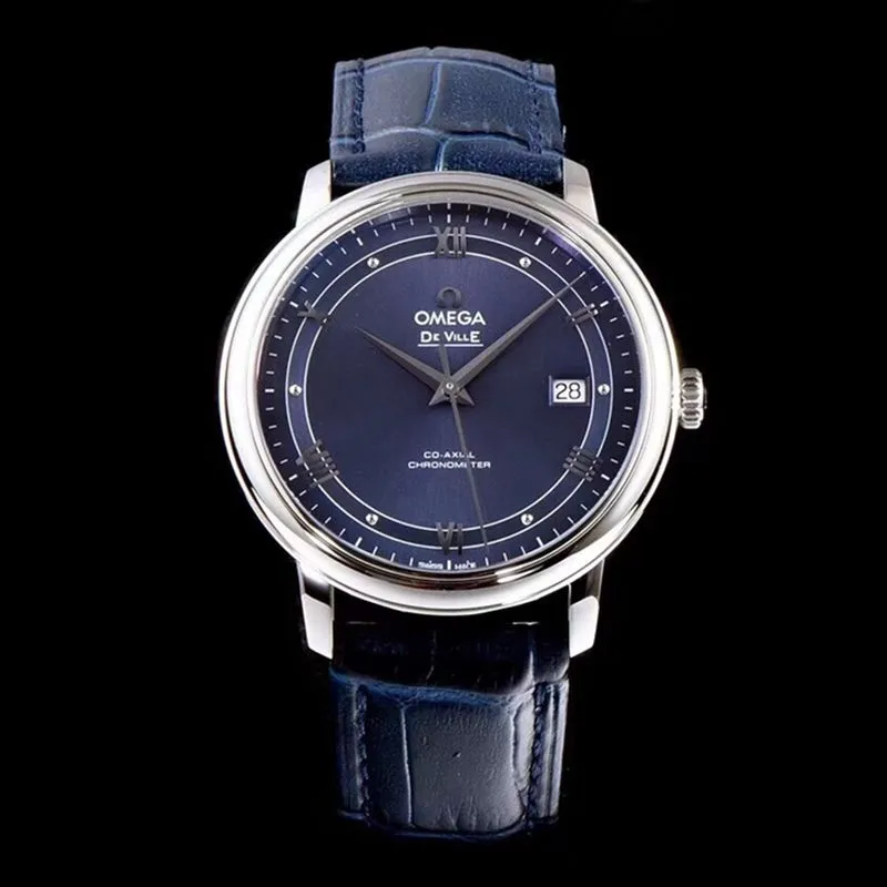 Omegahigh-quality watch disc flying business series men's mechanical ultra-thin watch blue bracelet track butterfly flying blue bracelet picture