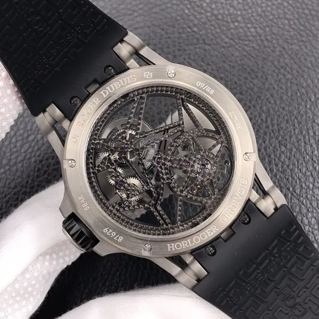 BBR factory top-tier watch Roger Dubuis men's black dialrubber strap manual winding tourbillon watch front view