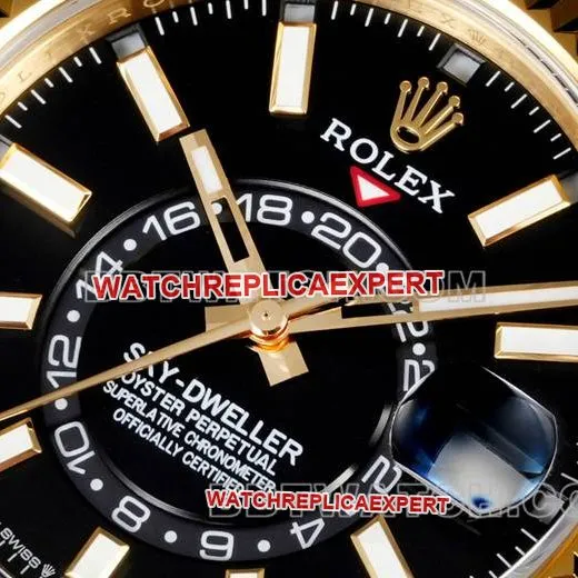 AR+ factory 1:1replica watch Rolex pilot black dial mechanical yellow gold steel braceletside live photo