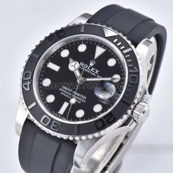 C Factory Rolex Yacht-Master II Top Black Dial Rubber Strap Model M226659-0002 Clasp Real Shot