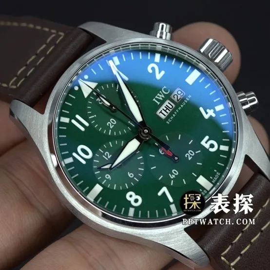 IWC pilot watch green dial white needle leather strap model pictures and prices braceletlive photos