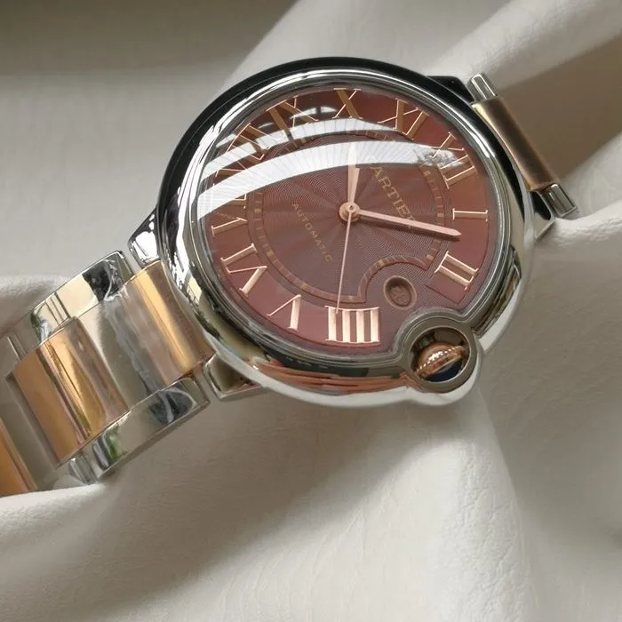 top-tier watch Cartier men's brown plate blue balloon series mechanical watch side view