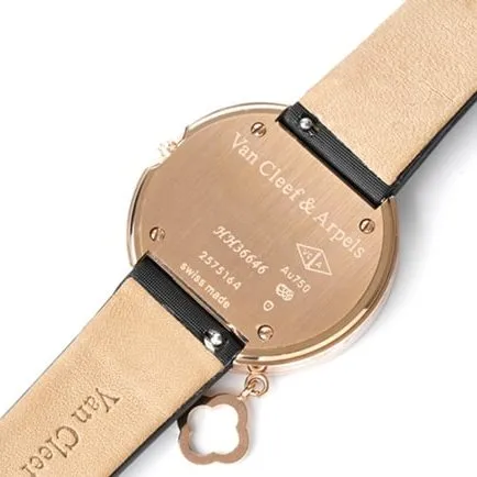 Top-tier Van Cleef & Arpels women's black dial black belt Charms Goldquartz watch back cover picture