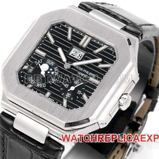 3K FactoryPatek PhilippeCUBITUSsuper cloneblack dialleather strap model 5822caseback live photo