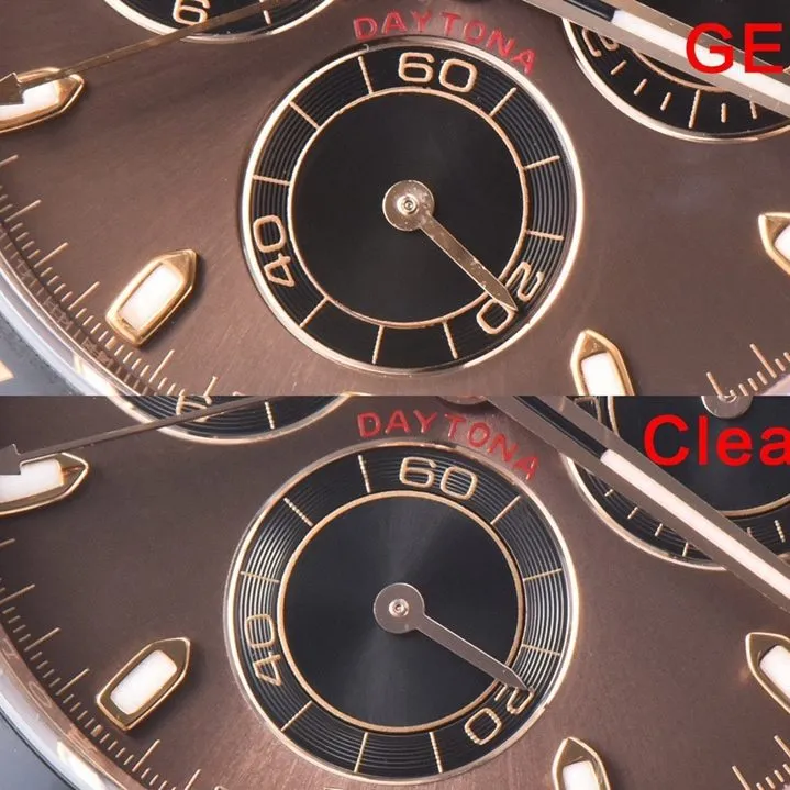 Rolex ceiling watch, Daytonareplica watch, front comparison picture