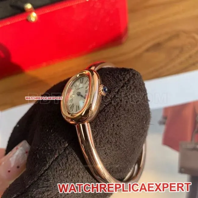 collectible watch BBA factory bathtub Cartier silver white dial rose gold bezel quartz side real shot pictures