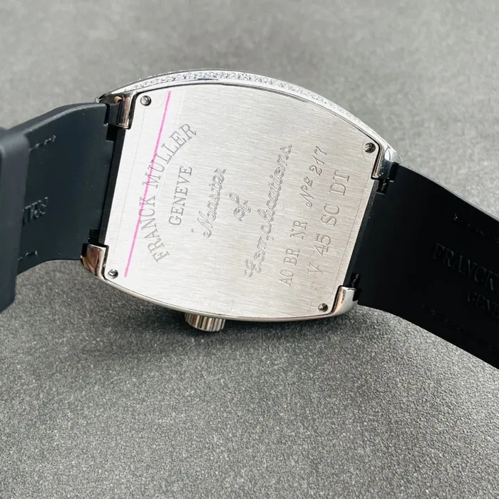 top-tier watch Frank Muller men's white dialV45 SC DT series full automatic movement watch back cover picture