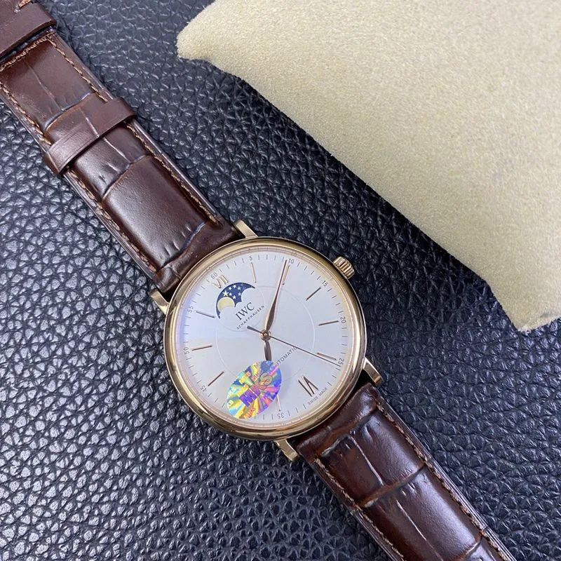 IWC watch Portofino series moon phase automatic watch side view