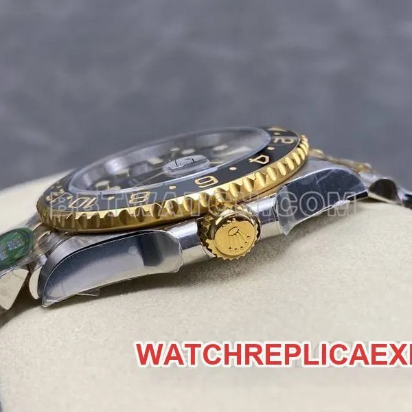 Rolextop-tier watch ARF FactoryGMT-MasterGMTblack dial3285 gold steel bracelet side live photo