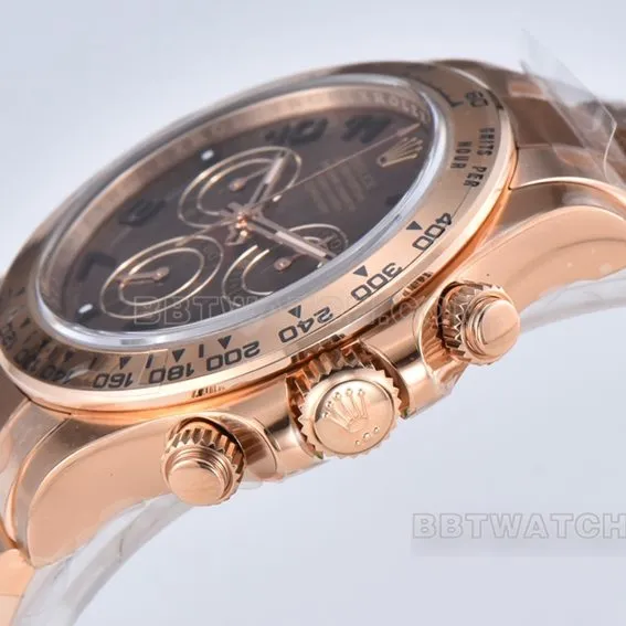 C Factory Rolex Daytonatop-tier replicarose gold chocolate disc steel bracelet model m116505-0011front live photo