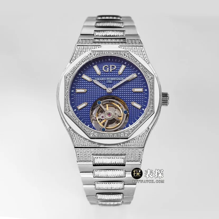 MTF Laurel Girard-Perregaux watch blue dial diamond steel bracelet bracelet live photos
