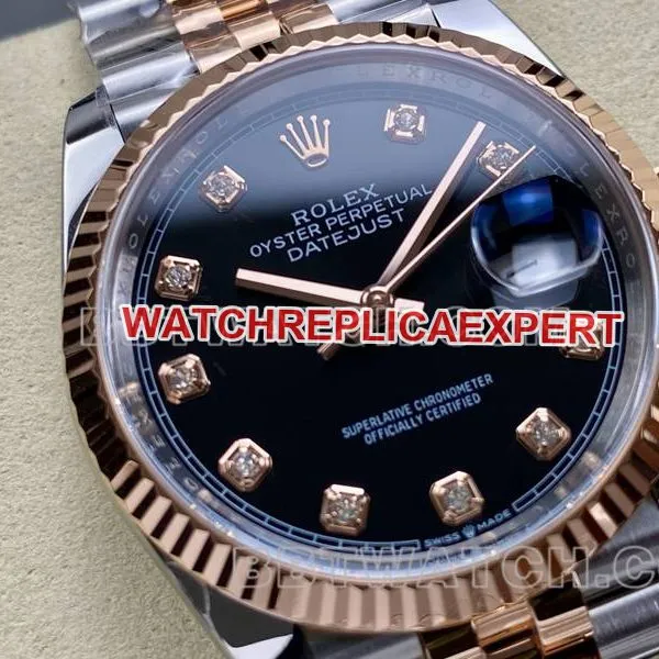 Rolex collectible watch ARF FactoryDatejustblack dial36mm rose goldsteel bracelet braceletlive photos