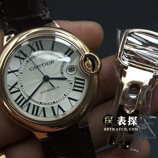 AF FactoryCartier blue balloon WGBB0030top-tier watch men's silver gray plate leather strap model pictures and prices caseback live photo