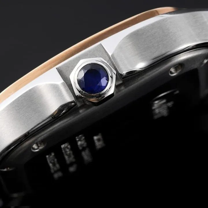 Cartiertop-tierhigh-quality watch Santos series ladies steel braceletwhite dial rose gold watch clasp picture