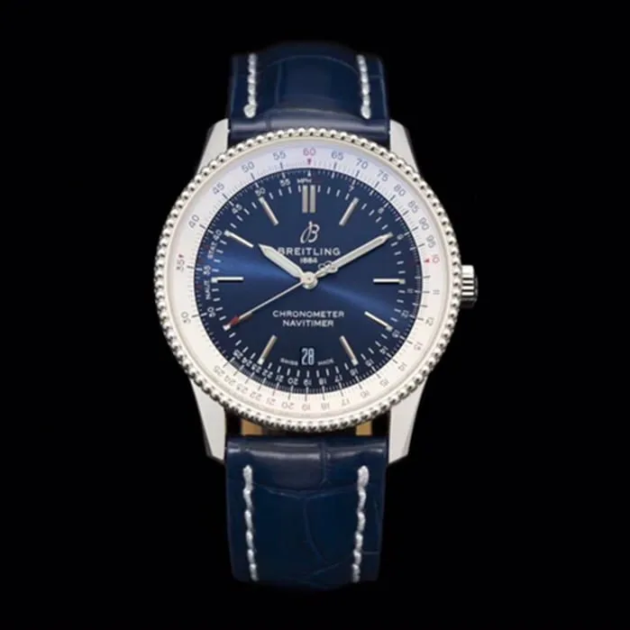 top-tier watch Breitling men's blue dial aviation chronograph1 series steel bracelet watch clasp picture