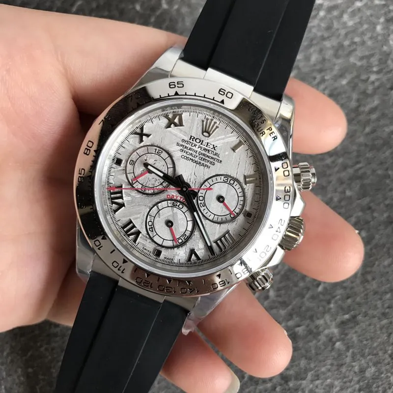 Rolextop-tierhigh-quality watch white goldDaytona series meteorite men's mechanical watch back cover picture