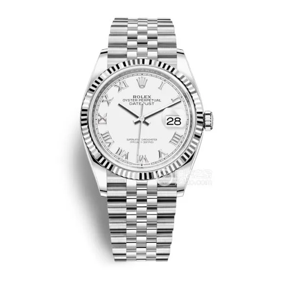 Rolex Datejust 36mm White Roman Dial by C