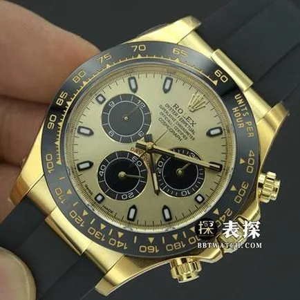 Factory C Rolex men's Cosmograph Daytona1:1super watch champagne panda dial rubber model M116518ln-0048 overall live photos
