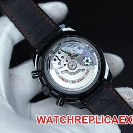 top-tier watch OmegaOM Speedmaster Dark Side of the Moon ceramic material 9300chronographmovement men's black dial nylon strap cool watch front view