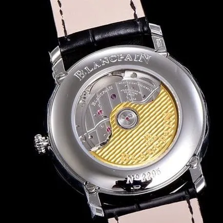 OM FactoryBlancpaintop-tier watch new V3 upgraded villeret classic 6654 men's gray plate black belt watch movement picture