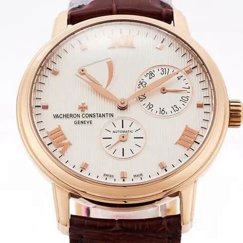 APEX factory top-tier watch Vacheron Constantin automatic movement men's white dial red strap inheritance series leather strap watch movement picture