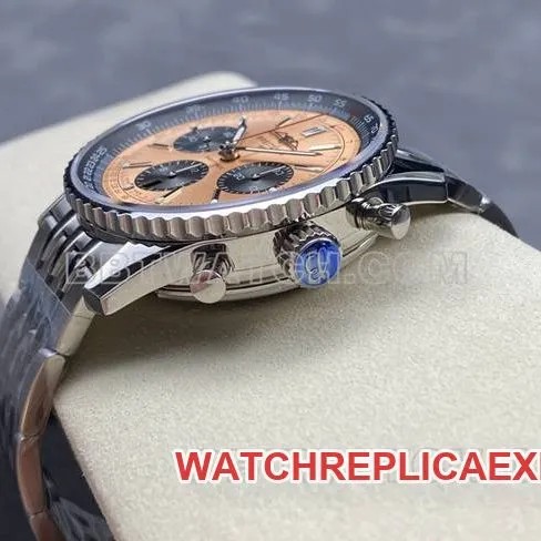 watch BreitlingBLS factory aviation chronograph copper disc steel bracelet caseback live photo