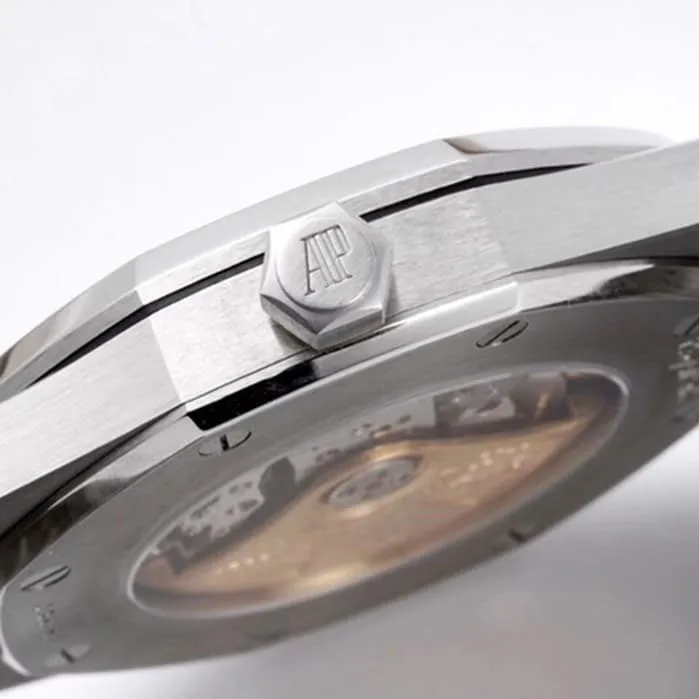 top-tier watch Audemars Piguet men's brown dial Royal Oak series mechanical steel bracelet watch side view