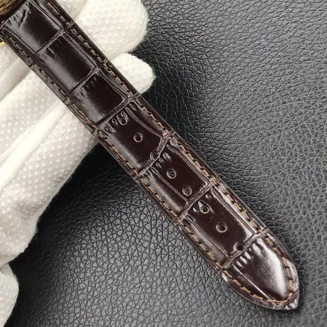 ZF Factorytop-tier watch Vacheron Constantin men's white dial brown belt Wu Luzhi type series full date display moon phase watch side view