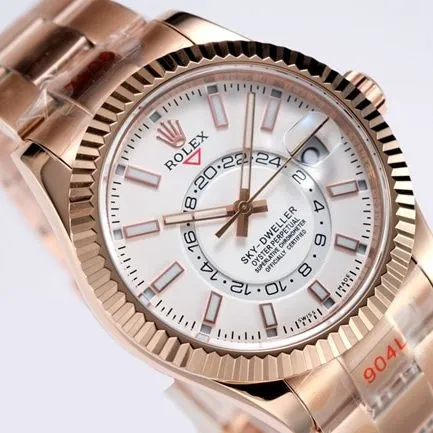 High-quality Rolex men's watch, white dial, rose gold, with Yacht-Master series mechanical watch clasp.